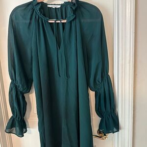 Forest Green Long Sleeve Mini Dress